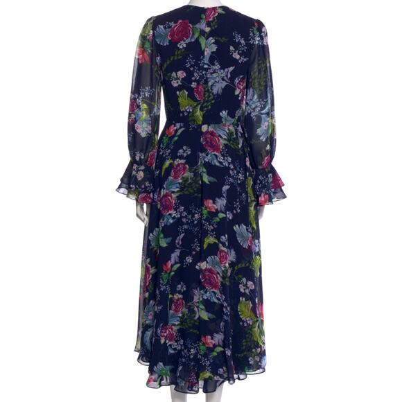 Mikael Aghal  Womens NEW Navy Floral Midi Length Dress 4 - Picture 3 of 8
